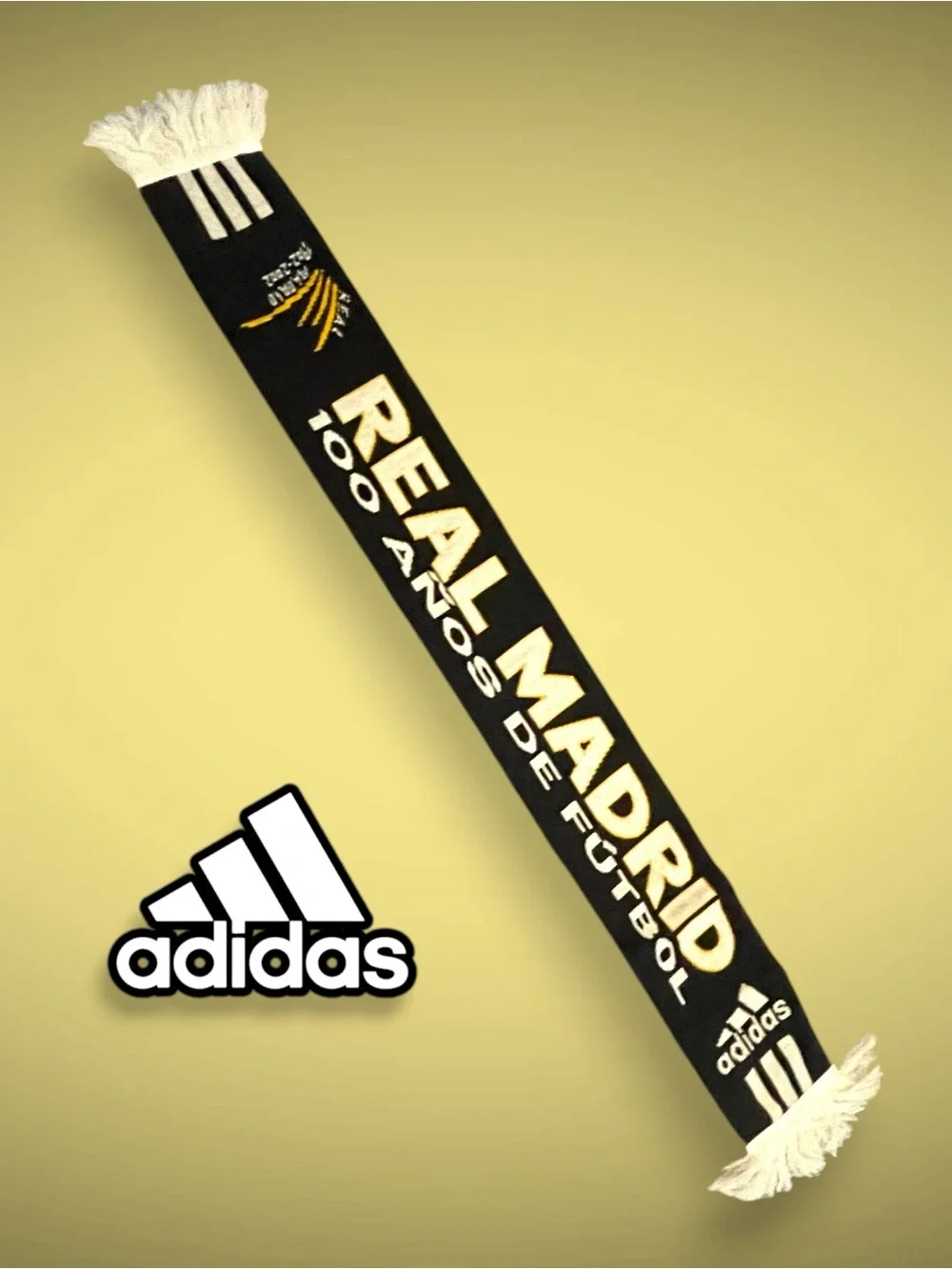 VTG Adidas Real Madrid Centenary Scarf 1902-2002 100 Años De Fútbol Knit Black